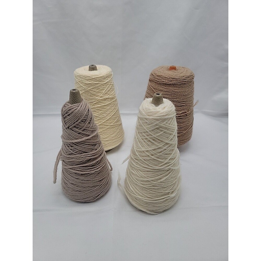 Vintage Wool And Cotton Yarn Cone Lot Various Colors